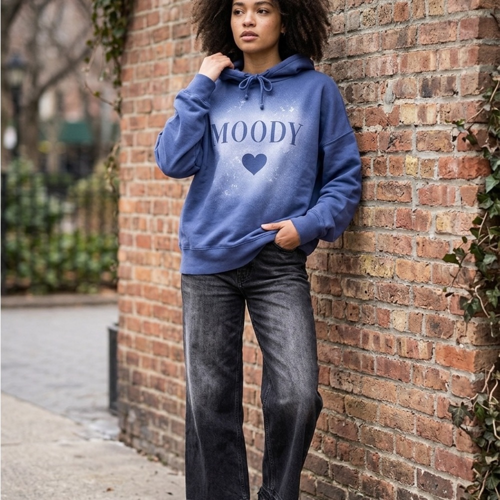 Grayson Threads Blue 'Moody'‎ Heart Pullover Hoodie